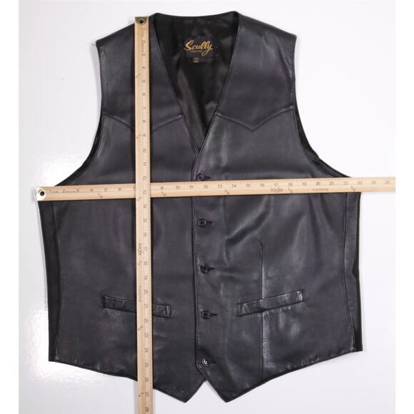 Scully Mens Black Leather Vest Western Rodeo Biker 46 - Picture 4 of 7